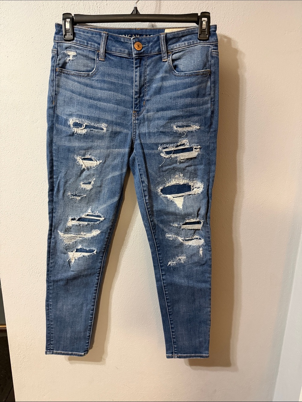 American Eagle Outfitters Ripped Blue Skinny Jeans